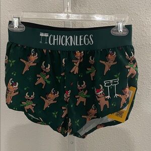 Chickenlegs Green Reindeer Print Athletic Shorts